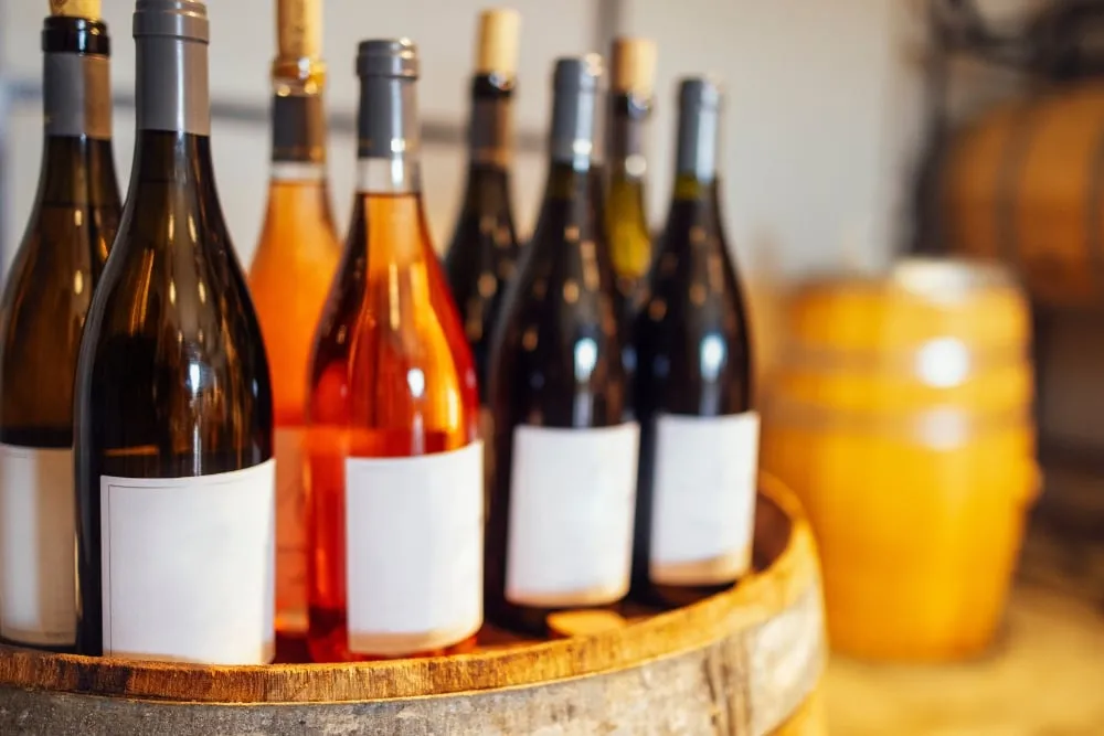 Bottles of wine with no label