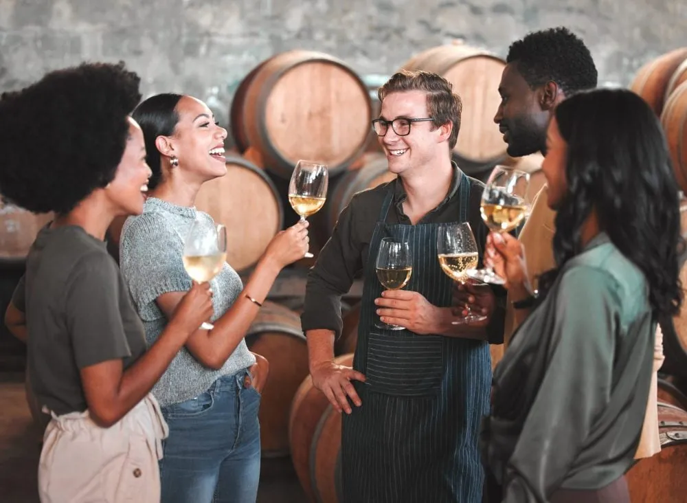 Friends wine tasting together in the Hunter Valley